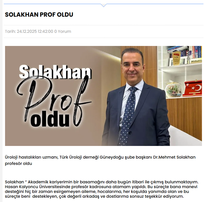 Solakhan Prof oldu